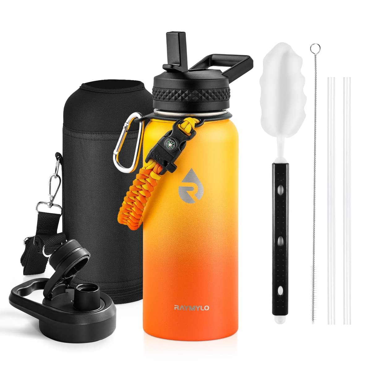 RAYMYLO One Gallon Water Bottle Insulated, Triple Walled Vacuum Stainless Steel (Cold for 48 Hrs), Leak Proof & Non-BPA, Large Water Flask Jug with Paracord Handle & Straw Spout Lids — view 32