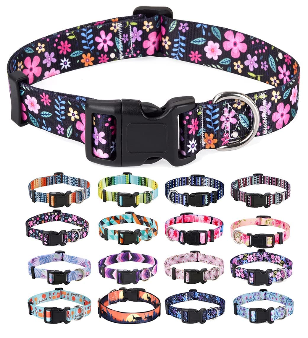 Mihqy Dog Collar for Small Dogs, Cute Small Medium Large Dog Pet Collar, with Floral Patterns, Soft Adjustable for Boy Girl Female Male Puppy Dog Collar(Floral Pink,S) — view 19