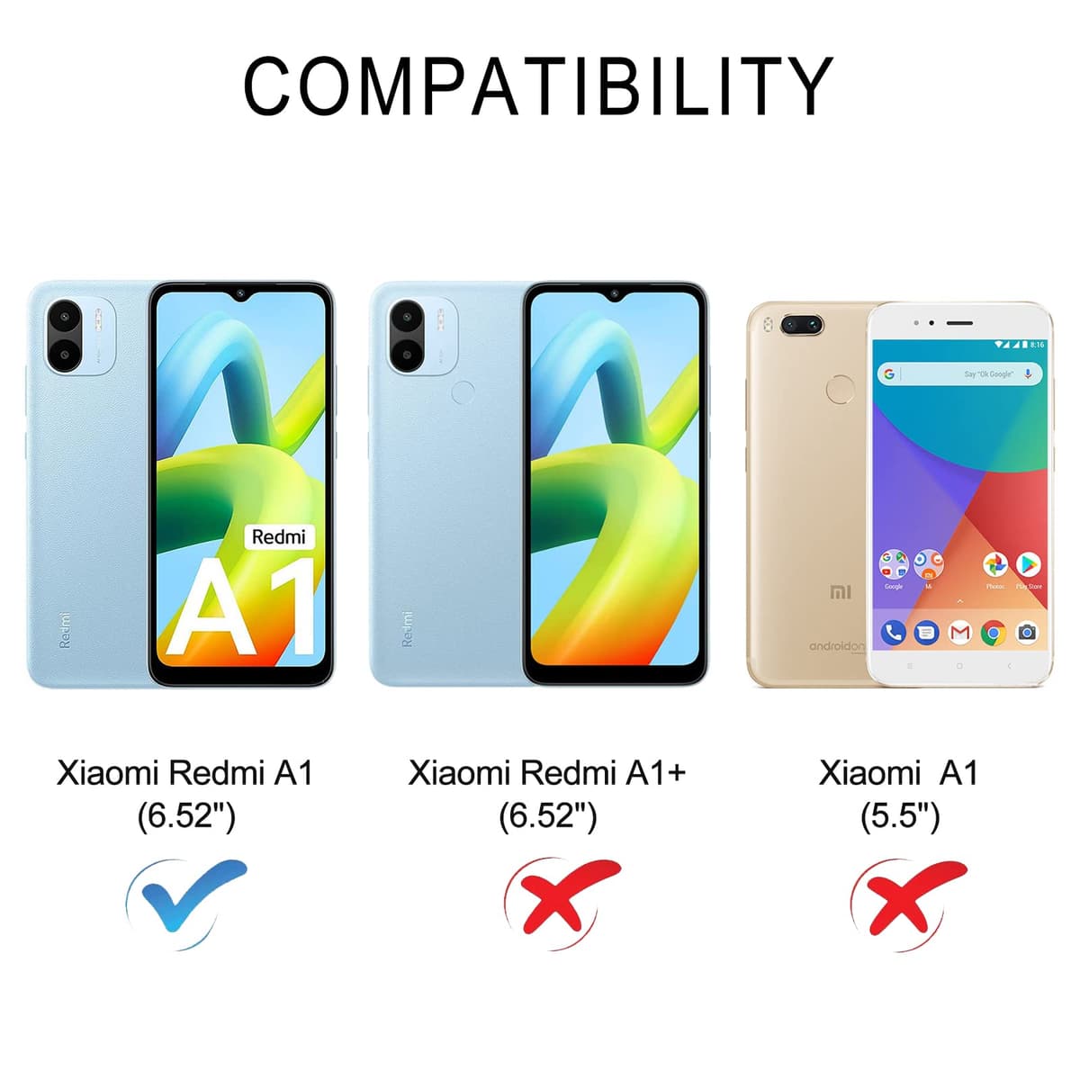 Case Compatible with Xiaomi Redmi A1, Premium PU Leather Wallet Case with [Card Slots] [Viewing Stand], Shockproof Flip Cover for Redmi A1 (Grey) — view 2