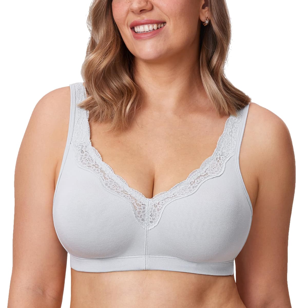 Delimira Women's Non Wired Bras Full Coverage Cotton Comfort Bra Plus Size Non Padded Soft Bras