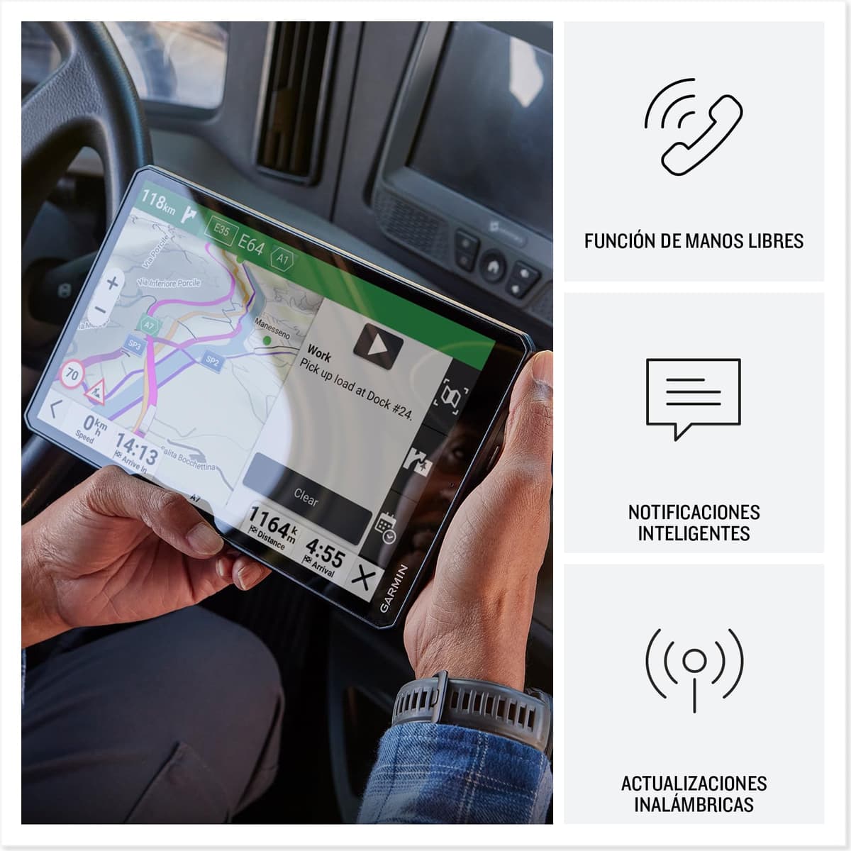 Garmin dēzl LGV820, GPS para camión con Pantalla Brillante de 8'', Información de tráfico en Tiempo Real, Voz y Asistencia al Conductor, Rutas Personalizadas, Mapas de EU, Alertas meteorológicas — view 5