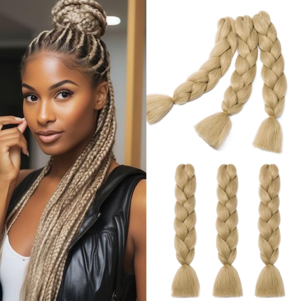 60cm Extensiones de Pelo Trenzas Africanas Castaño Oscuro Extensiones para Trenzas Africanas 1 pcs 100g Kanekalon Pelo para Trenzas Africanas Sintetico Extensiones de Trenzado Cabello Braiding — view 134