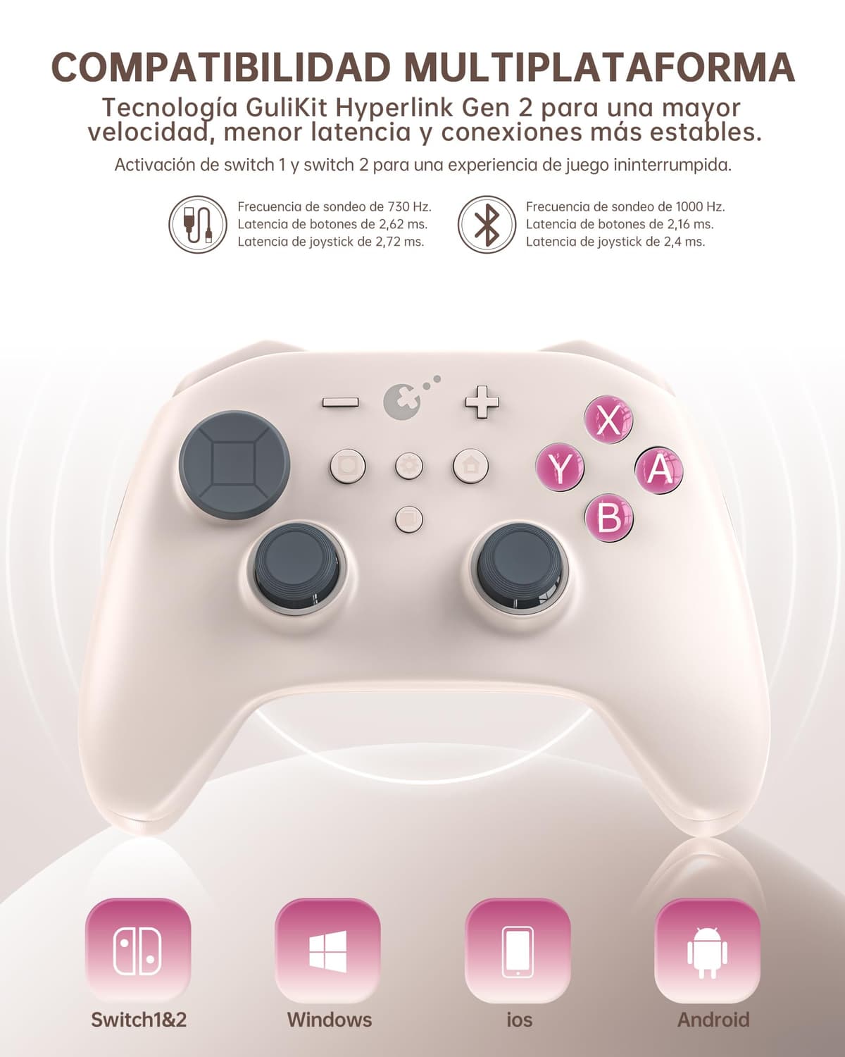 GuliKit TT Mando Inalámbrico para PC, Android, iOS, Switch 1/2, Joystick TMR, con Batería de 950 mAh, Función de Activación (Retro, TT PRO) — view 2
