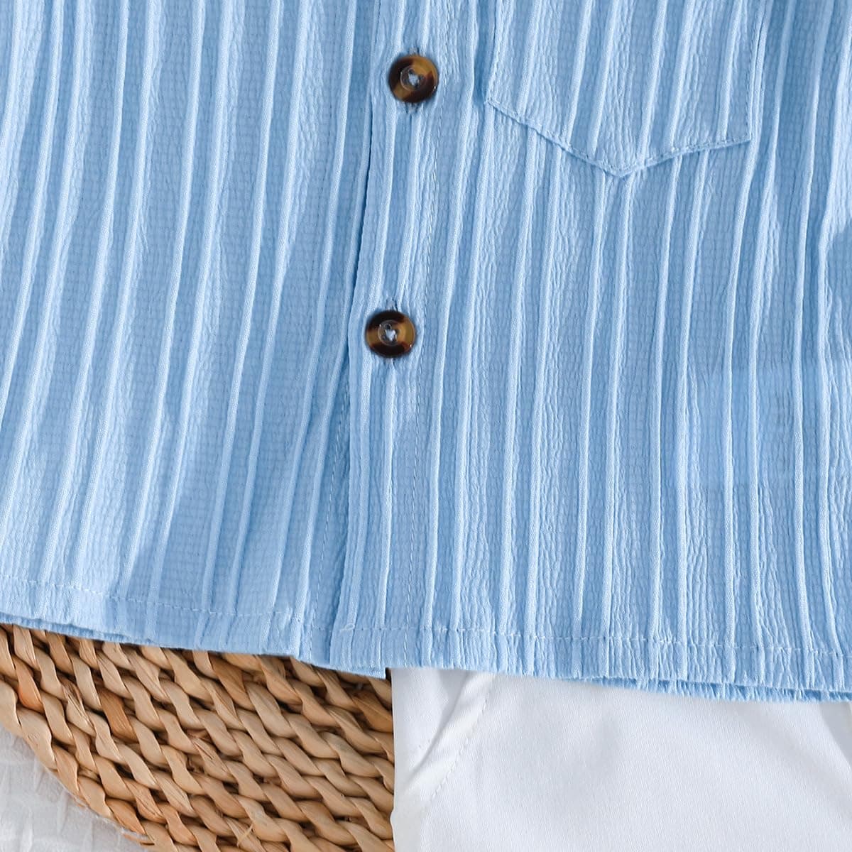 LUVCES Conjunto Verano Ropa para Bebé Niño Lindo Polo con Estampado de Oso + Cintura Elástica Pantalones Cortos y Bolsillos 2 Piezas Trajes de Primavera — view 4