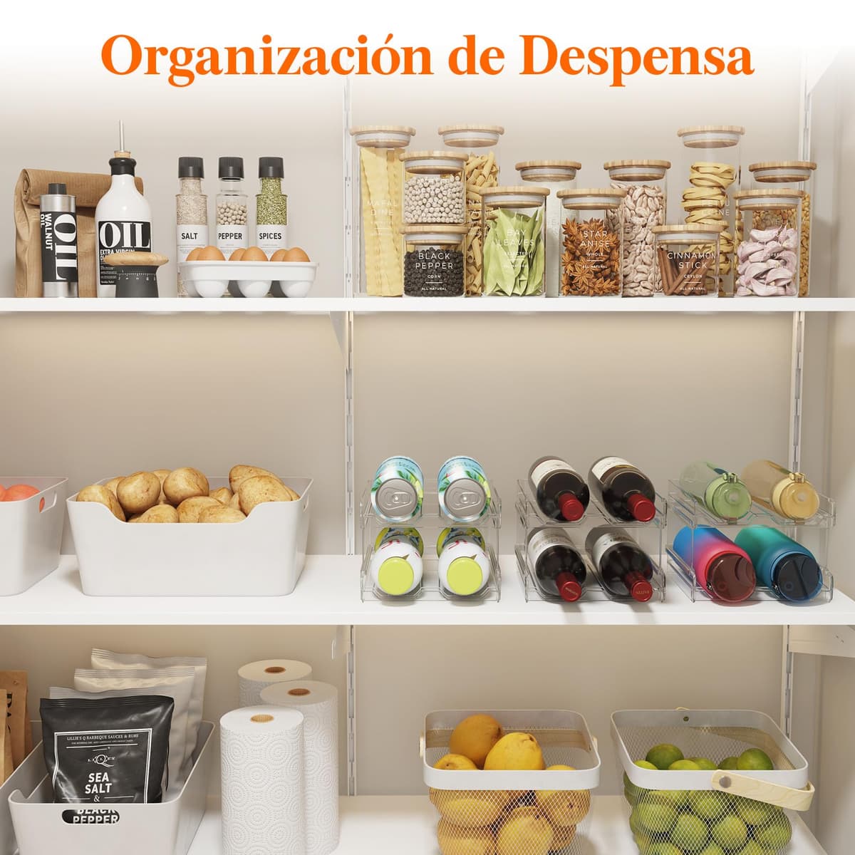 Lifewit Botellero apilable de plástico para Nevera, Armario, encimera, Soporte para Botellas de Vino, Organizador de Botellas de Agua para Nevera, despensa, Capacidad para 4 Botellas,Transparente — view 8