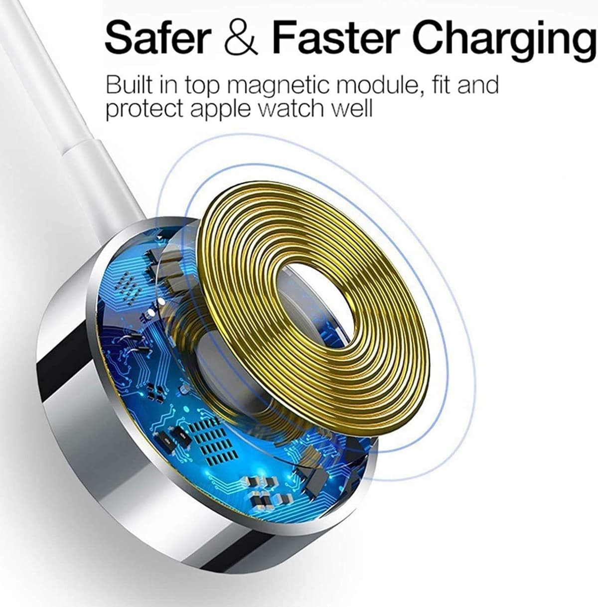 2026 Upgraded for Apple Watch Fast Charger Portable Cable, iWatch Charging Cord with USB-C to USB-A Adapter 2 in 1, Compatible with Apple Watch Ultra/SE/Series 11/10/9/8/7/6/5/4/3/2, 3.3ft White — view 2
