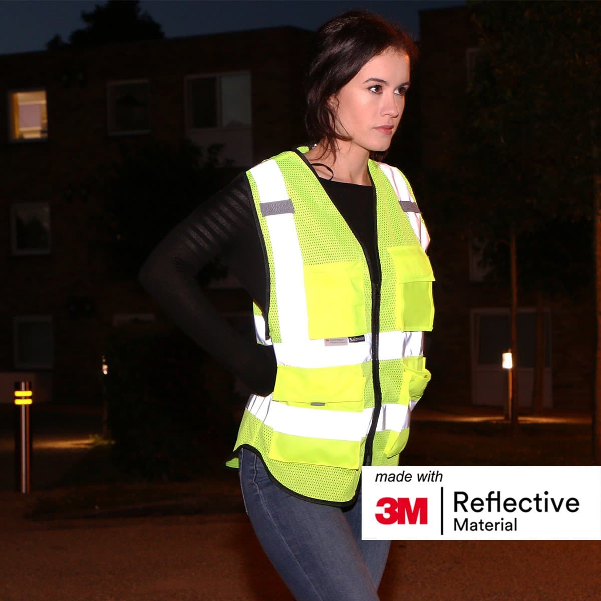 Salzmann Chaleco de Seguridad Multibolsillos | 14 Colores y 5 Tamaños | Hecho con cinta reflectante 3M — view 3