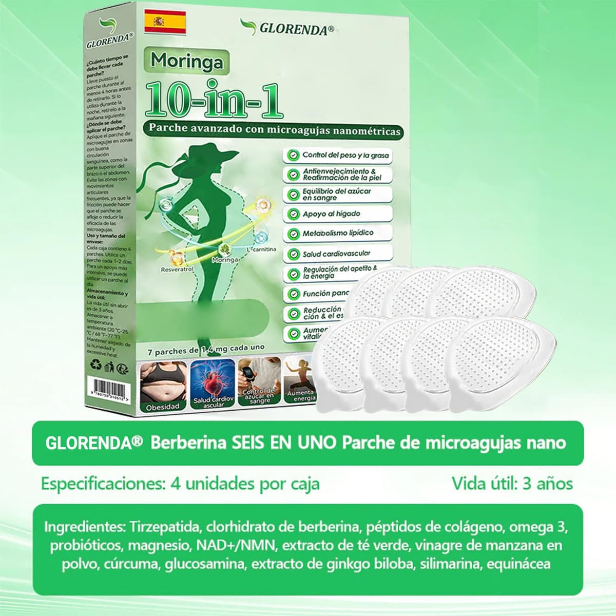 GLORENDA Moringa NAD+ Parche 10-en-1, GLORENDA Parches, para hombres y mujeres (2 Caja) — view 7