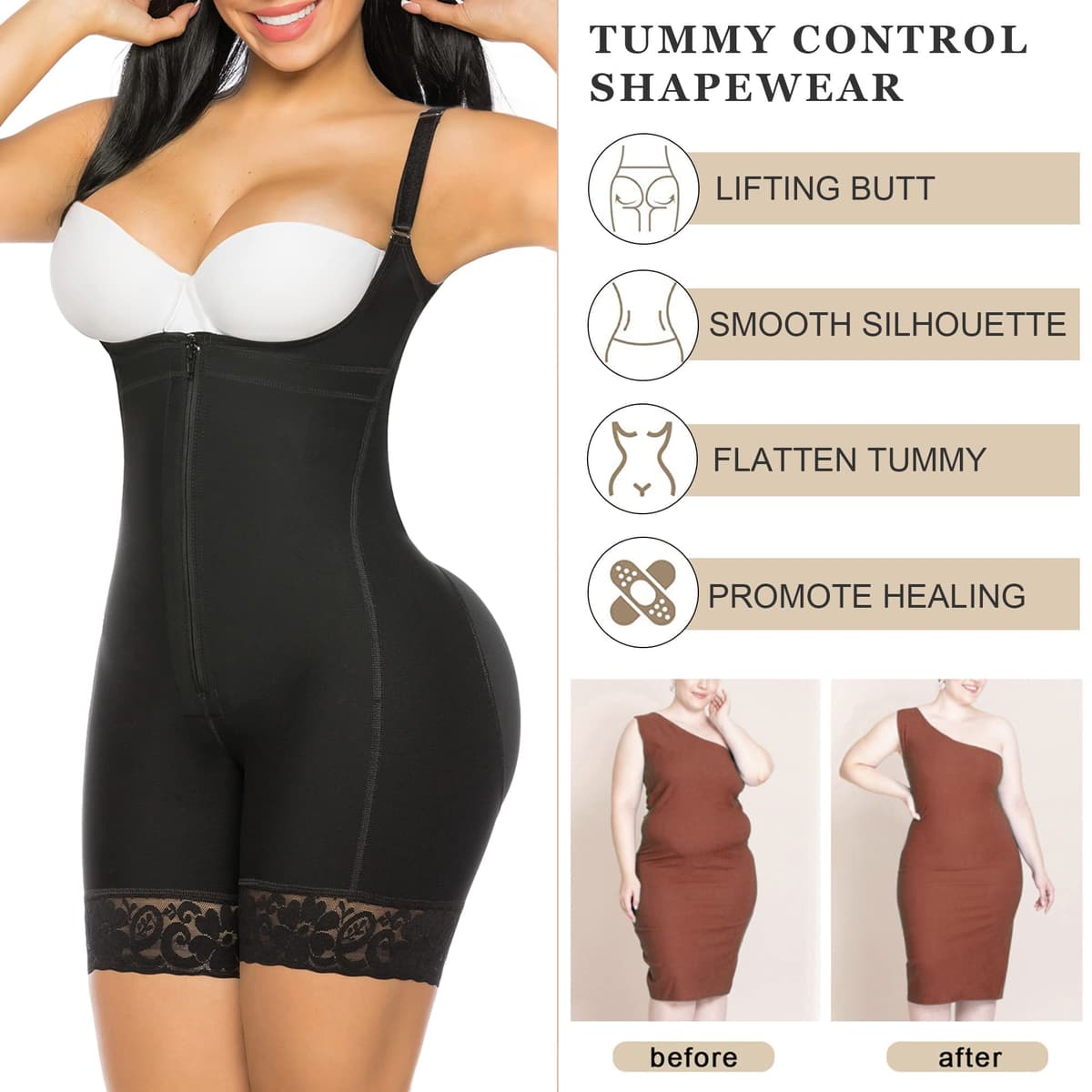 YIANNA Fajas Reductoras Mujer Body Reductor Colombianas Shapewear Moldeadora Control de Abdomen Posparto — view 5