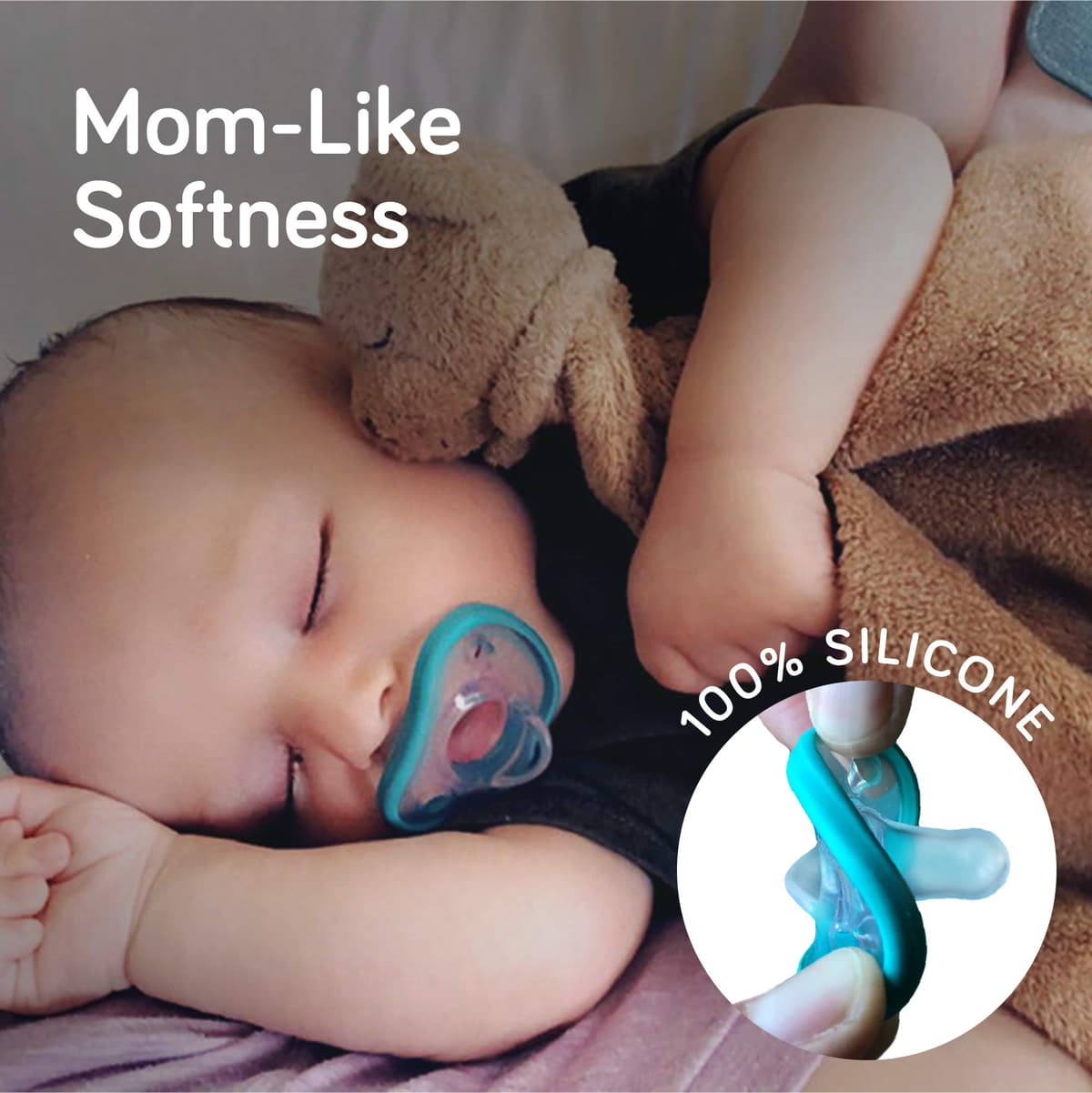Nanobebe Baby Soothers 0-3 Months – Orthodontic, Curved to Fit Facial Contours, Award-Winning for Breastfed Babies, 100% Silicone, BPA-Free, Perfect Baby Registry Gift, 2-Pack in Pink — view 2