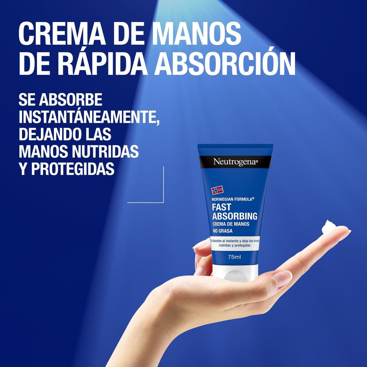 Neutrogena Fórmula Noruega Fast Absorbing Crema de manos No Grasa (pack de 2 x 75 ml), crema manos reparadora con glicerina y vitamina E, para manos secas y agrietadas