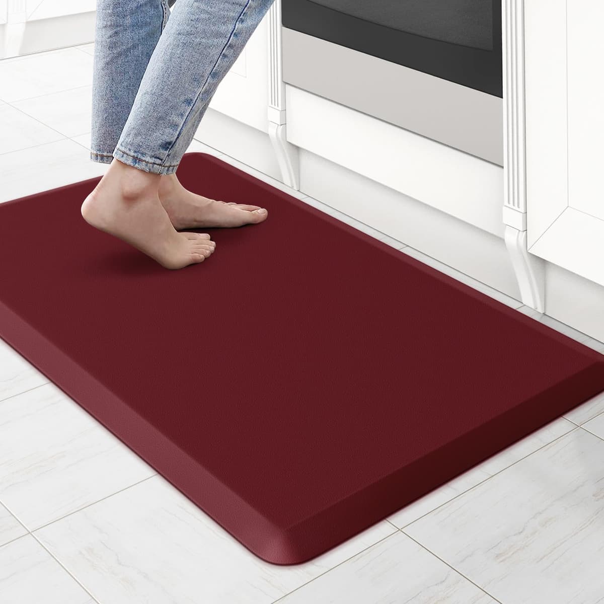 KitchenClouds Kitchen Mat Cushioned Anti Fatigue Rug 17.3"x28" Water Resistant Non Slip Standing Desk Mat Comfort Floor Mats for Kitchen House Sink Office (Khaki) — view 21