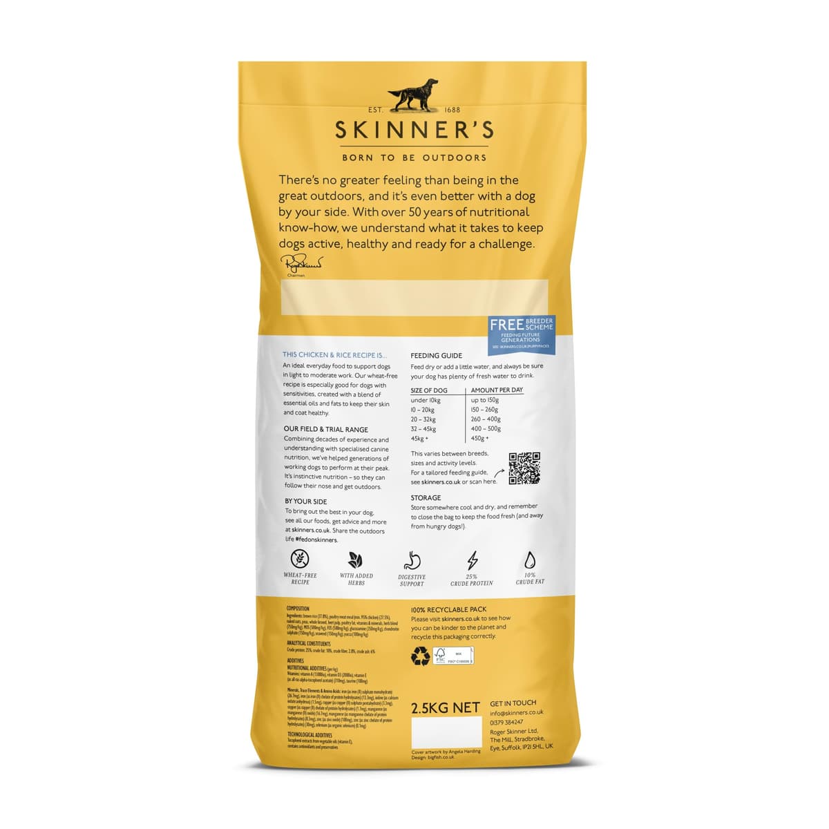 Skinner's Field & Trial Complete Dry Adult Working Dog Food Chicken and Rice, 2.5 kg — view 2