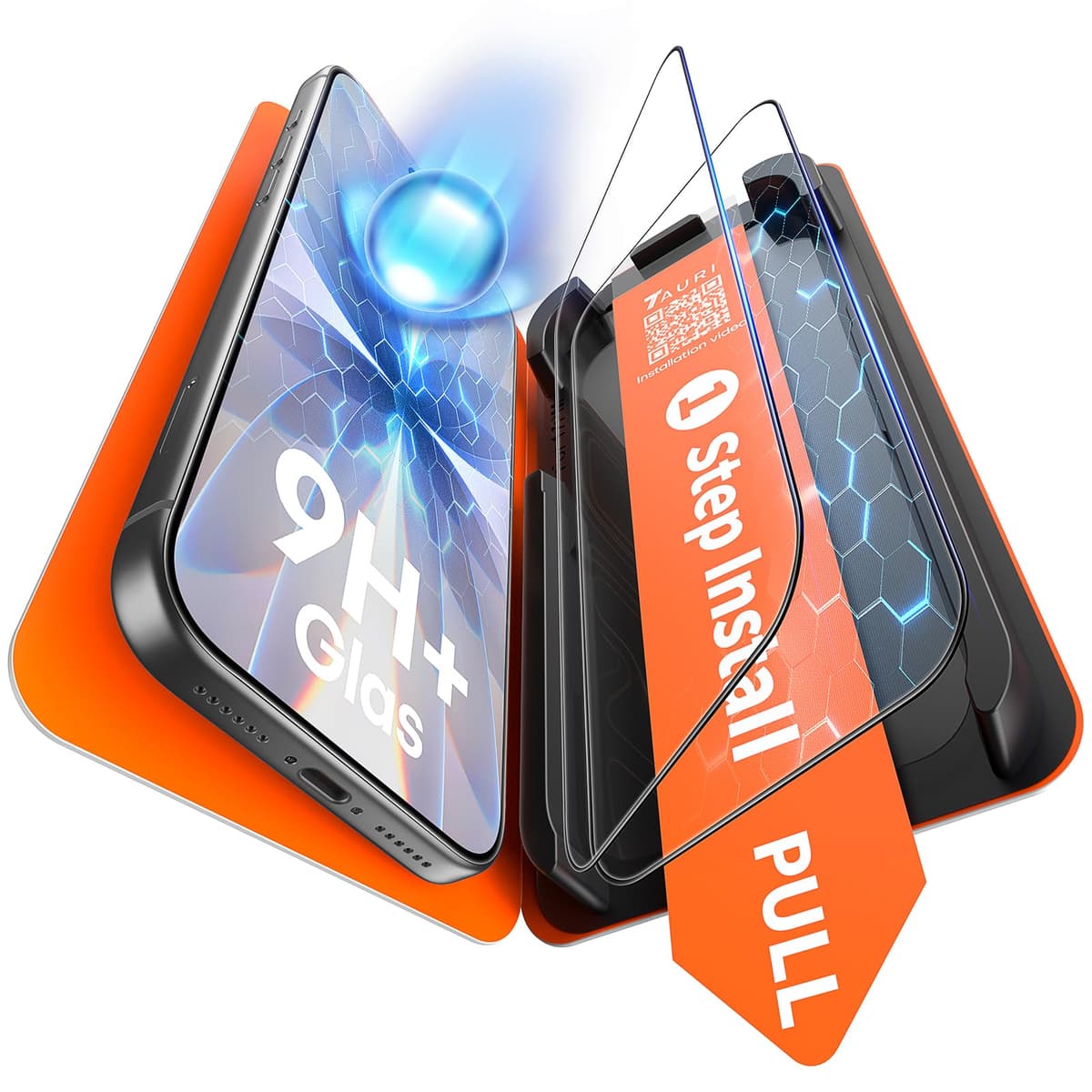 TAURI Designed for iPhone 17 Pro Max Screen Protector, 2 Pack 9H+ Tempered Glass Film + 1 Dust Free Installation Tool, [Military-Grade Shatterproof] Anti-scratch No Dust No Bubbles — view 11