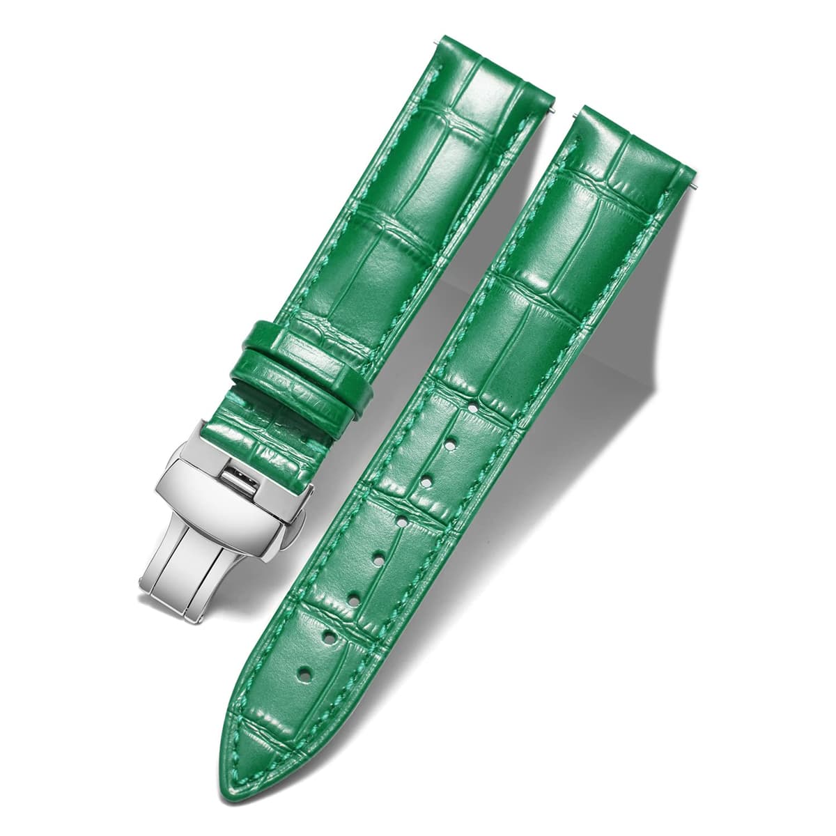 BINLUN Leather Watch Bands Replacement Alligator Pattern Watch Strap for Men Women with Silver/Gold/Rose Gold Butterfly Deployment Buckle 12mm 13mm 14mm 16mm 17mm 18mm 19mm 20mm 21mm 22mm 23mm 24mm