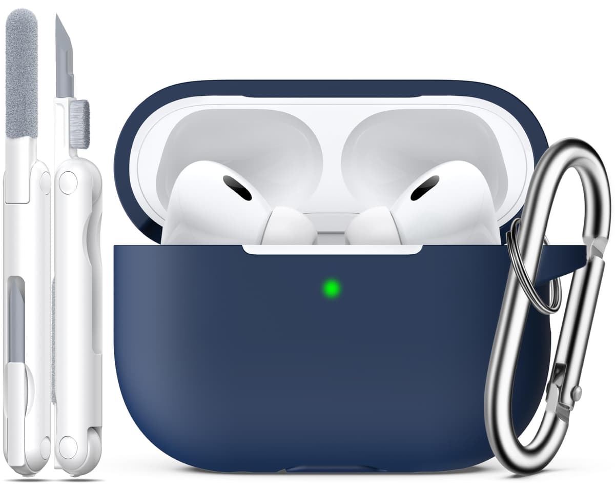 R-fun Funda para AirPods 4 con Kit de Limpieza, Case de Silicona Suave con Llavero, Funda Protectora Completa para Hombres y Mujeres, Compatible con Apple Latest Airpods 4th, Rojo — view 30