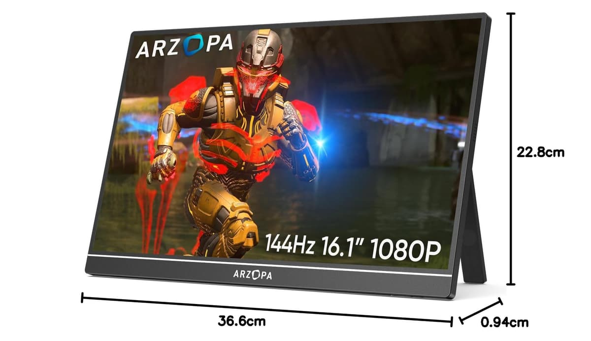 ARZOPA 16.1'' 144Hz Portable Monitor with Kickstand, 106% sRGB 1920×1080P FHD HDR 144HZ Gaming Monitor, Ultra Slim - Eye Protection-External Second Screen for Laptop/PC/Mac/PS3/4/5/Xbox - Z1FC — view 9