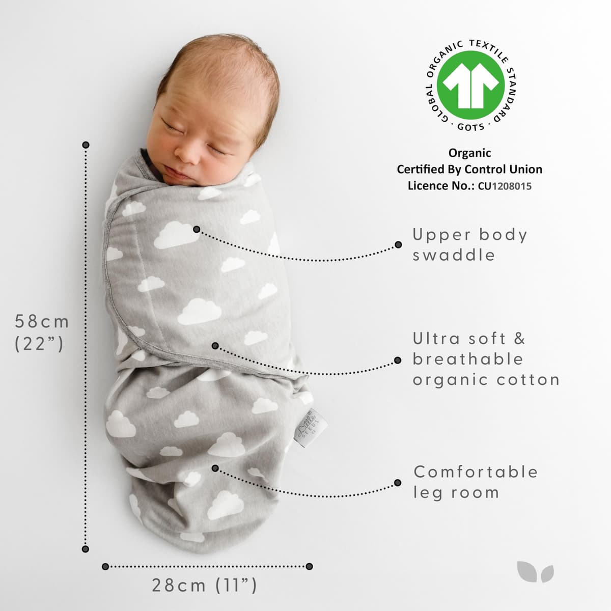Little Seeds Swaddle Blanket 0-3 Months, 3-Pack Organic Cotton Baby Swaddles - Swaddles for Newborns Infant Boys & Girls, Soft & Snug Hip-Healthy Swaddling Blankets — view 2