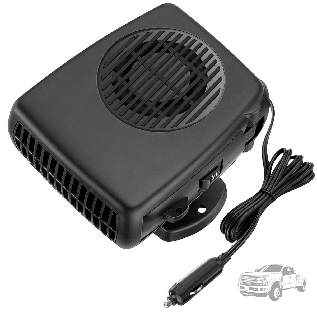 Blytra Calentador Coche 12V 200W, Calentador para Coche Encendedor 12V con Función Calefacción/Ventilación, Rápido Descongelador 360° para Coches y Furgonetas, Negro, 1