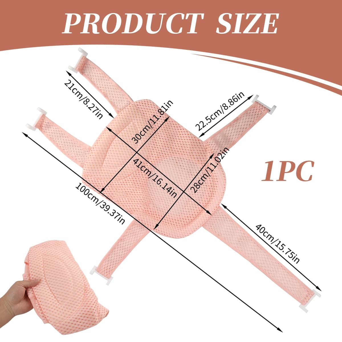 Cojín de Baño Antideslizante para Bebés 0-18 Meses - Red Ajustable Ergonómico, Malla Transpirable Segura Cómoda — view 2
