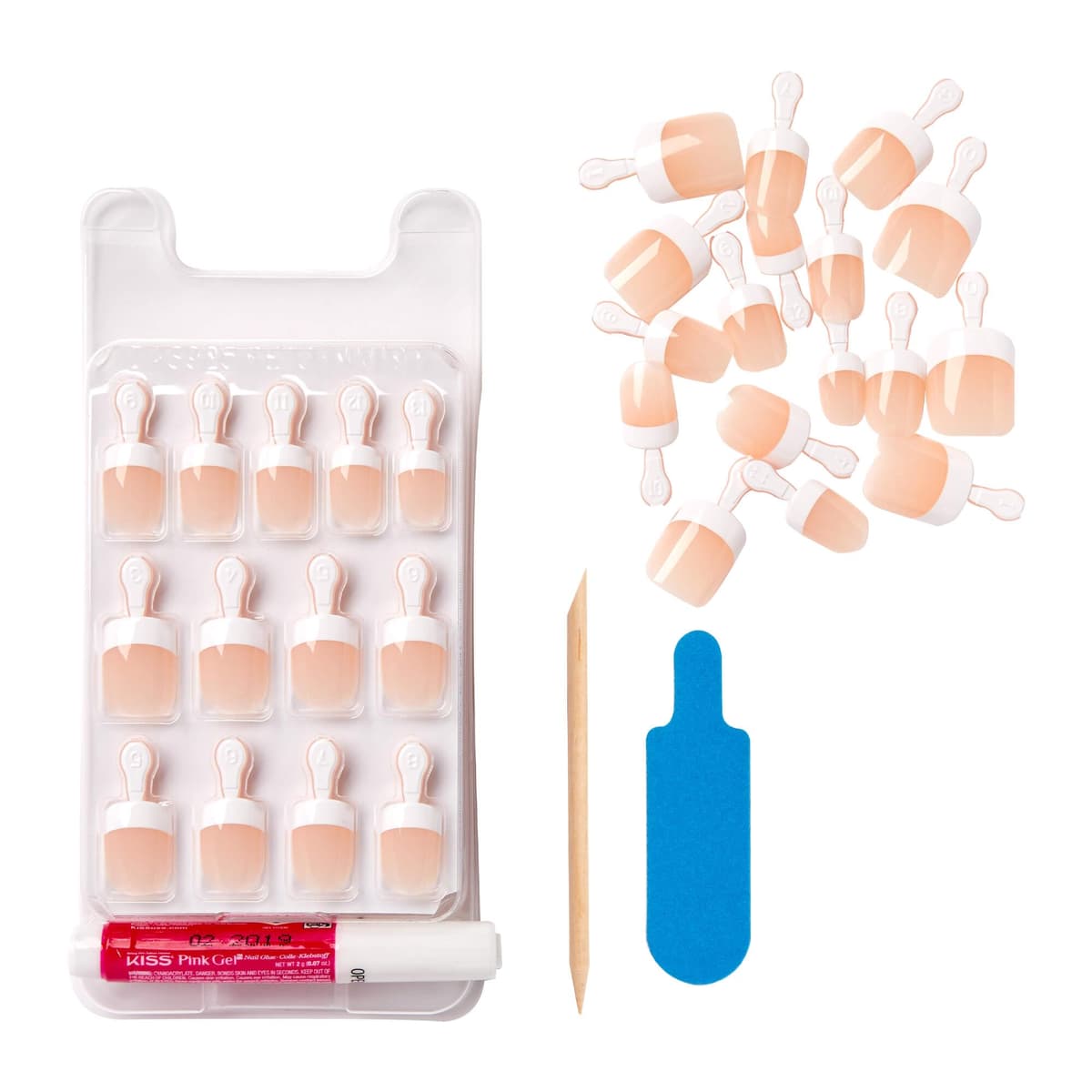 KISS Salon Acrylic French Nude Collection, Cashmere, Medium Length Nude Fake Nails, Includes False Nails, Nail Glue, Nail File, and Manicure Stick, 28 Count (Pack of 1) — view 19