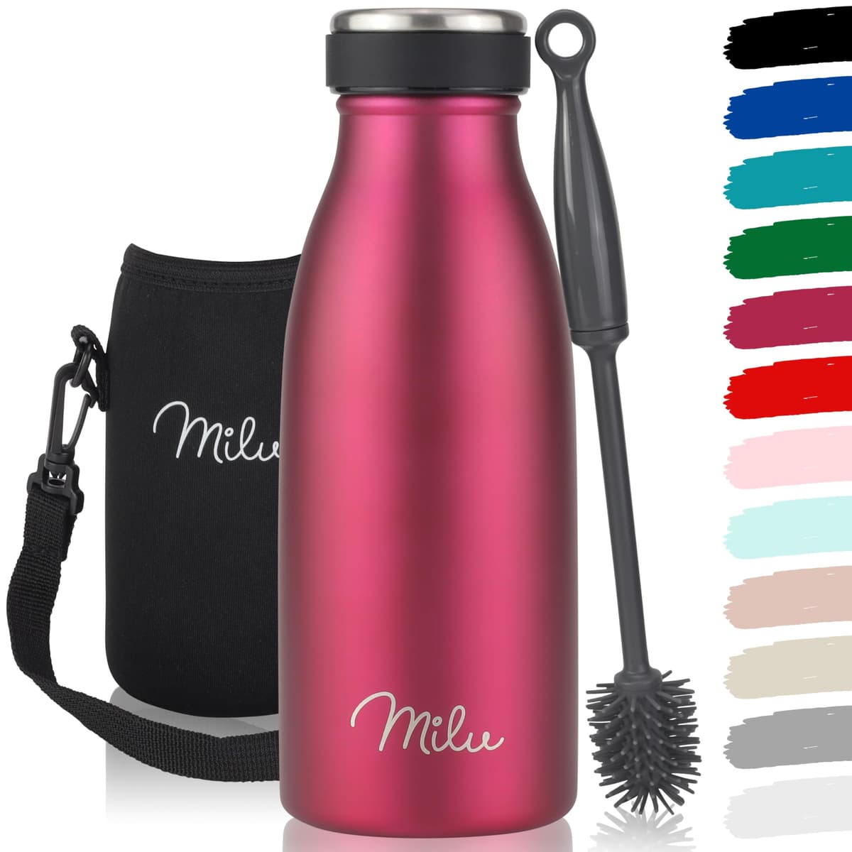 Milu Stainless Steel Drinking Bottle 1500 ml - Insulated Thermo Flask for Water - Leak Proof, Insulated and Double Walled, Carbonated (Granite Navy Blue, 1,5L) — view 24