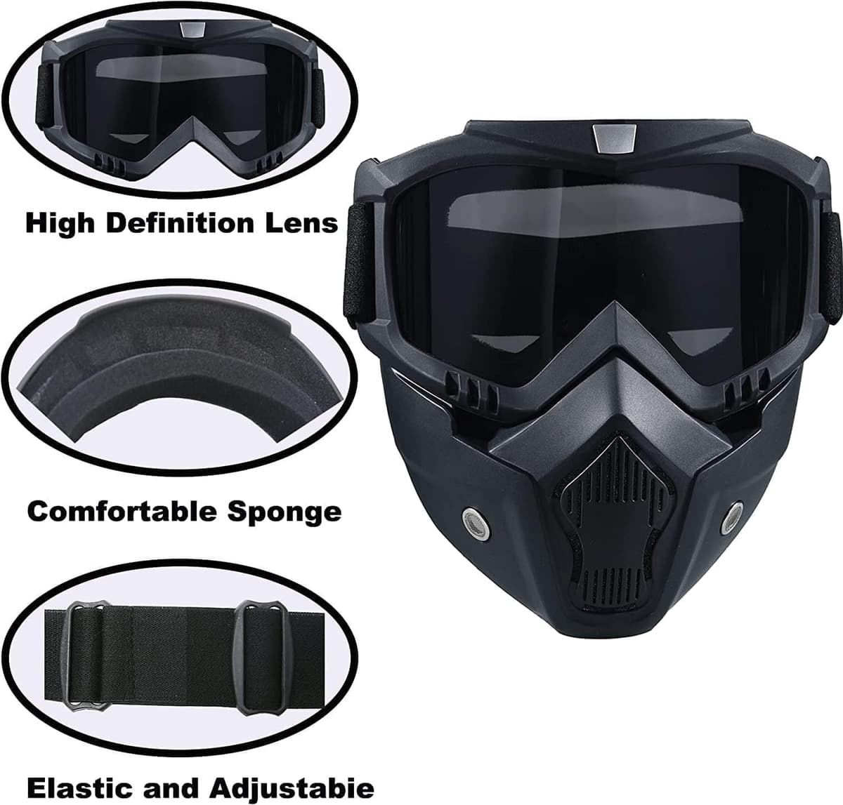 Airsoft,Paintball Full FaceTactical Maske,Mascarillas Extraíbles con Goggles, Para Motocicleta Ciclismo Esquiar Halloween CS Juego Cosplay — view 3