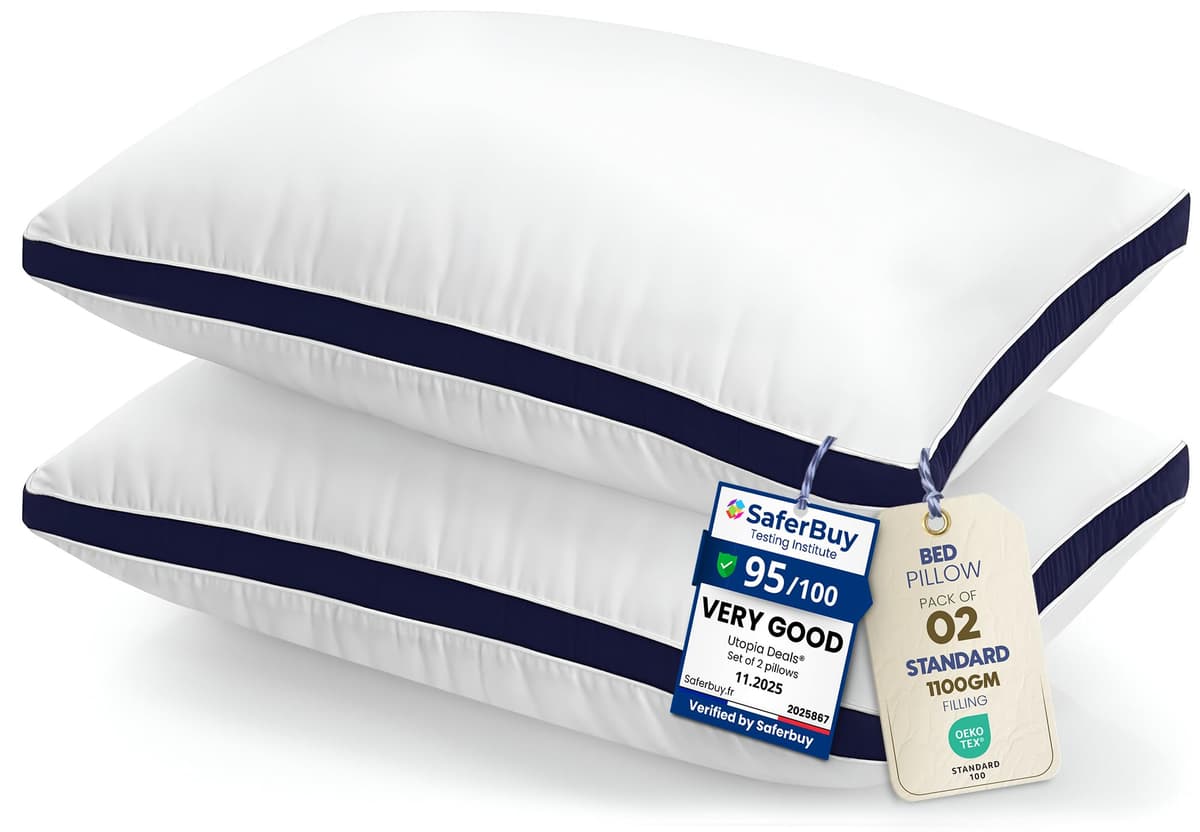 Utopia Bedding Pillows 2 Pack King Size, (Navy) Luxury Hotel Quality Pillows, Brushed Fabric, Bed Pillow for Back, Stomach or Side Sleepers - 20 x 36 inch / 50 x 90 cm — view 12