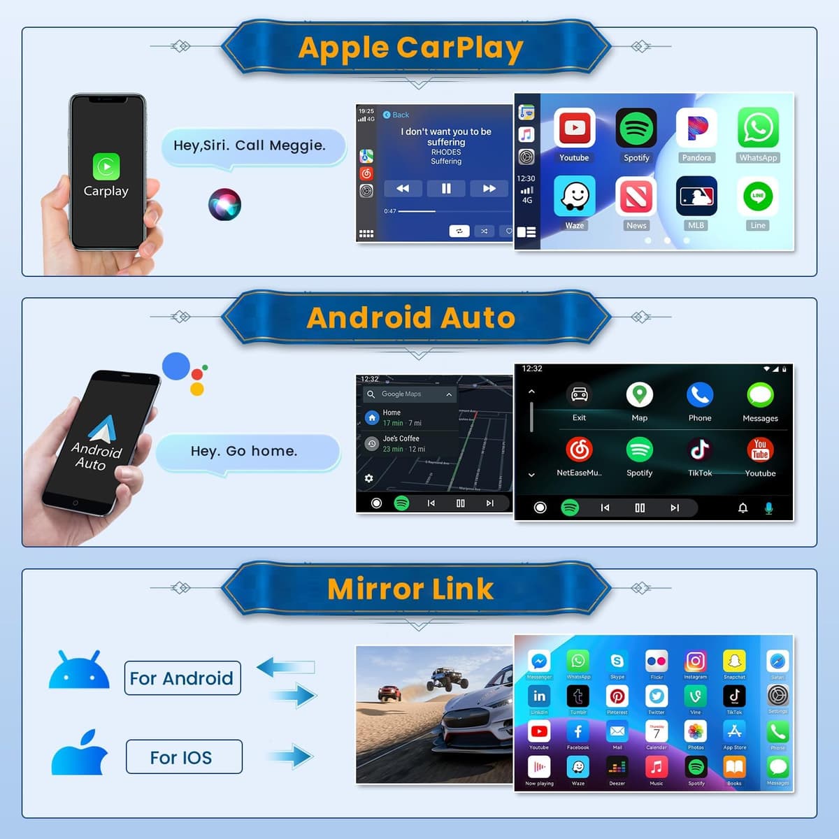 Inefala 2+64G Android 15 CarPlay Radio para Ford Focus 2004-2011, Pantalla Táctil de 9 Pulgadas con Inalámbrico CarPlay y Android Auto, Soporte Navegación GPS Mirror Link Bluetooth RDS AHD Wi-Fi DSP — view 4