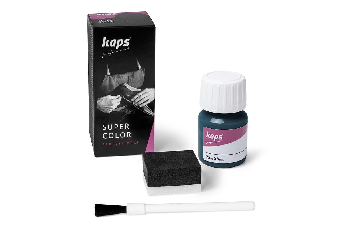 Tinte para Zapatos y Bolsos de Cuero y Textil con Esponja y Brocha, Kaps Super Color, 70 Colores (117 - azul marino) — view 23
