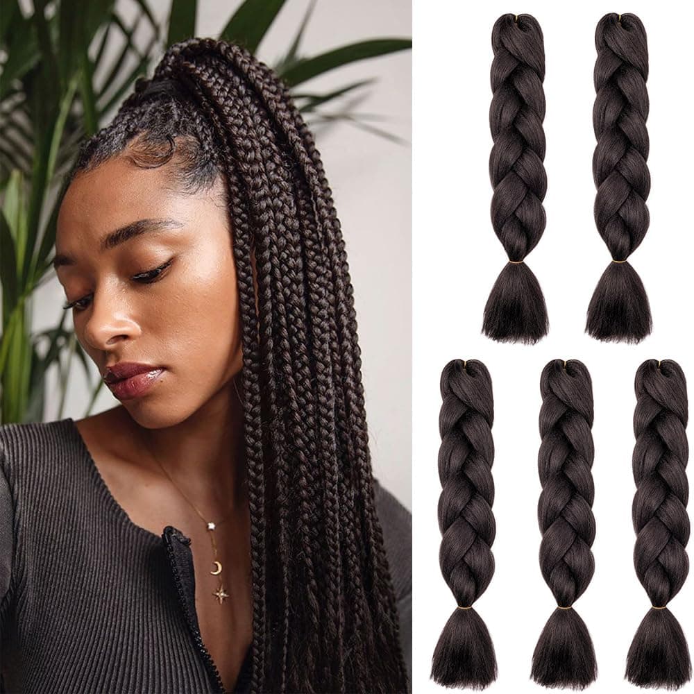 24" Braiding Hair Extension Jumbo Braids Synthetic 3bundles/pack Crochet Hair Afro Box Braid Heat Resistent (Dark Purple) — view 144