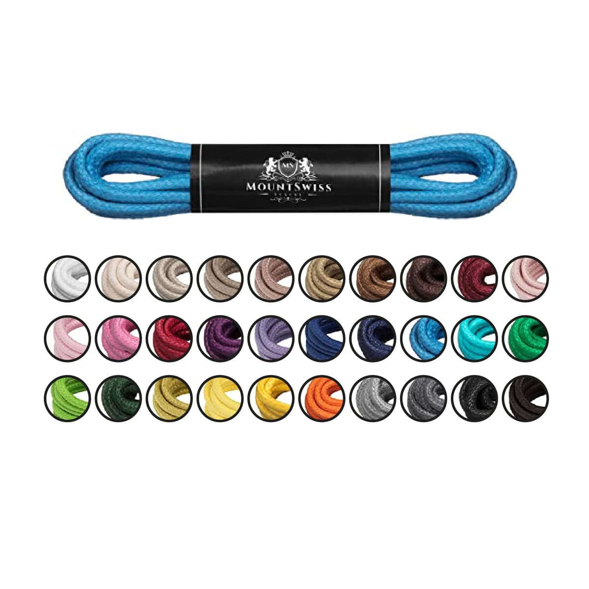 Cordones Mount Swiss© Luxury encerados y redondos para zapatos de traje y de piel, 2 - 3 mm de diámetro, 45 - 120 cm de longitud — view 12
