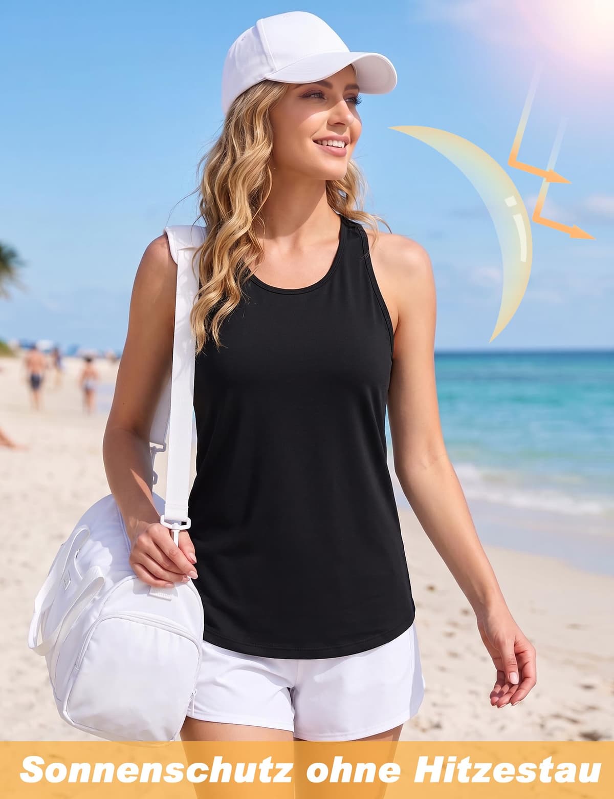 Camiseta Deportiva Mujer sin Mangas Camisetas Tirantes Espalda de Malla Ligero y Transpirable Fitness Top para Yoga Gimnasio Correr — view 2