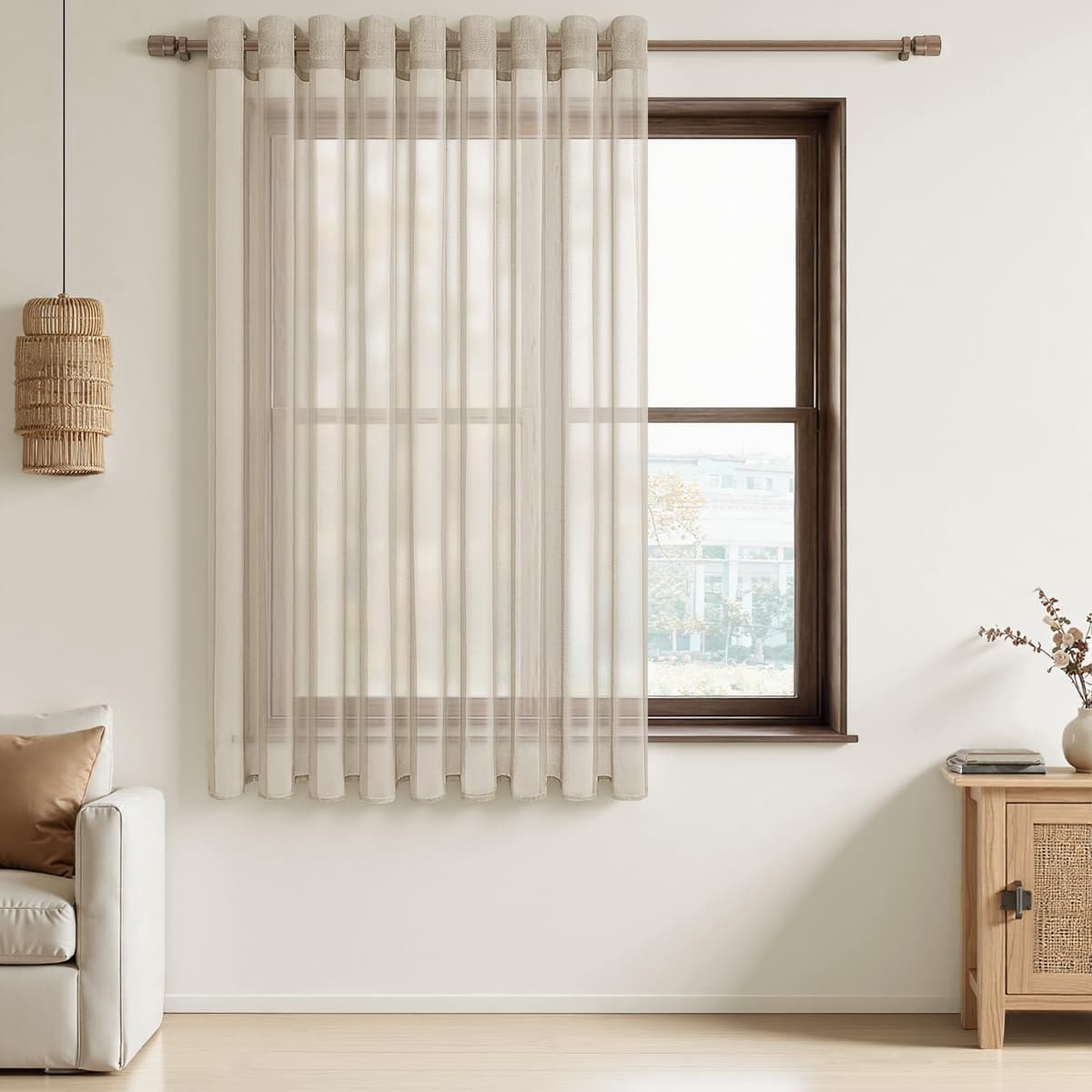 MRTREES Cortina para Ventana Dormitorio Translúcidas Visillos Paneles para Ventanas Sala para Niños Sala Comedor 2 Piezas 140×245cm Blanco — view 57