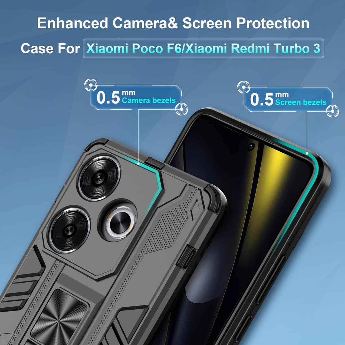 Funda para CMF Phone 2 Pro, Carcasa Antigolpes con Soporte anular metálico, Case Protectora de Grado Militar, Negro — view 74