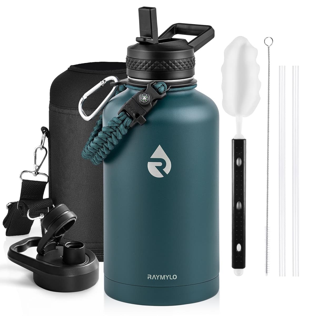 RAYMYLO One Gallon Water Bottle Insulated, Triple Walled Vacuum Stainless Steel (Cold for 48 Hrs), Leak Proof & Non-BPA, Large Water Flask Jug with Paracord Handle & Straw Spout Lids — view 74