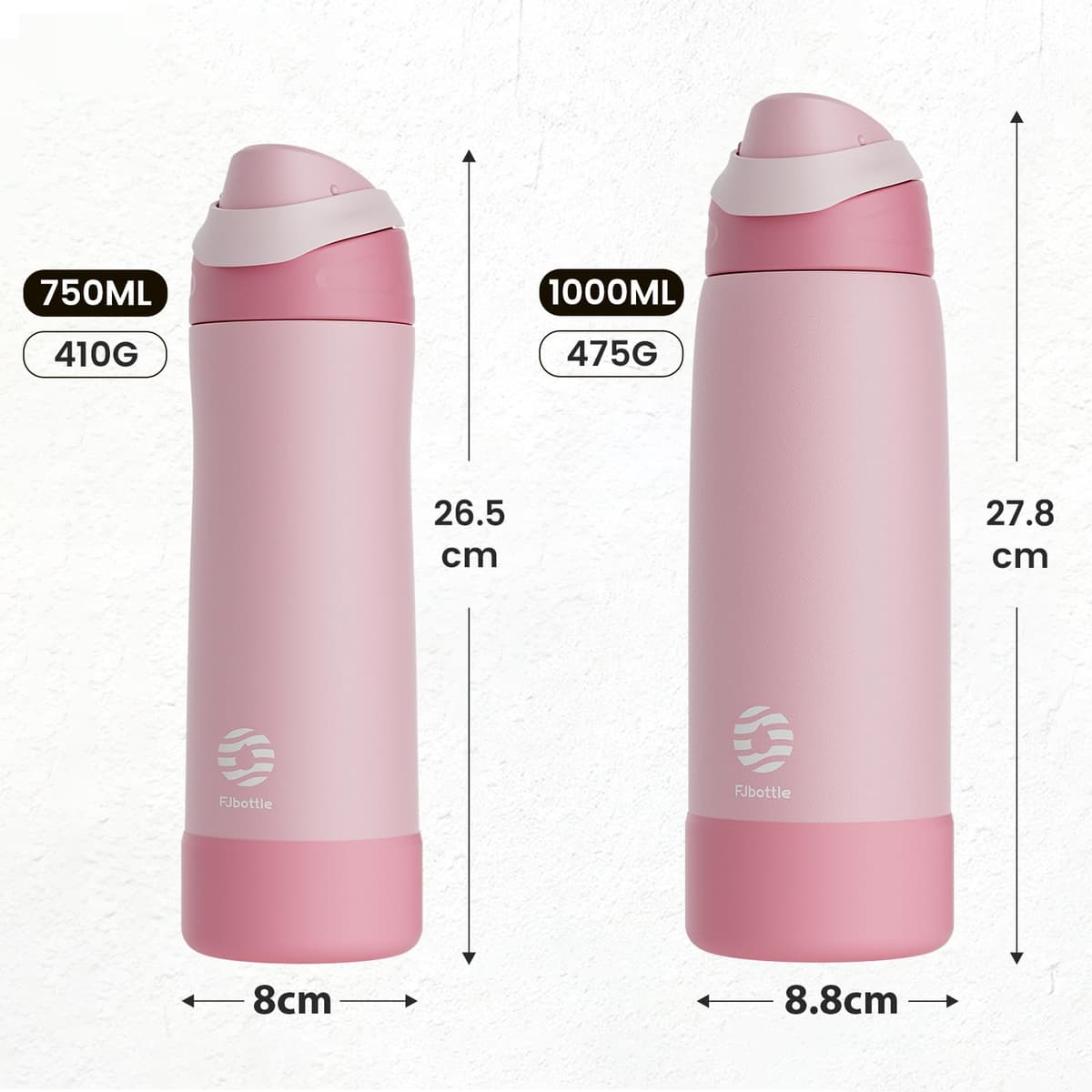 Fjbottle Botella Acero Inoxidable Térmica 1L/750ml – Botella Deportiva 24H Frío 12H Calor, Sin BPA, Apertura con Botón, Hermética, Apta Lavavajillas — view 2