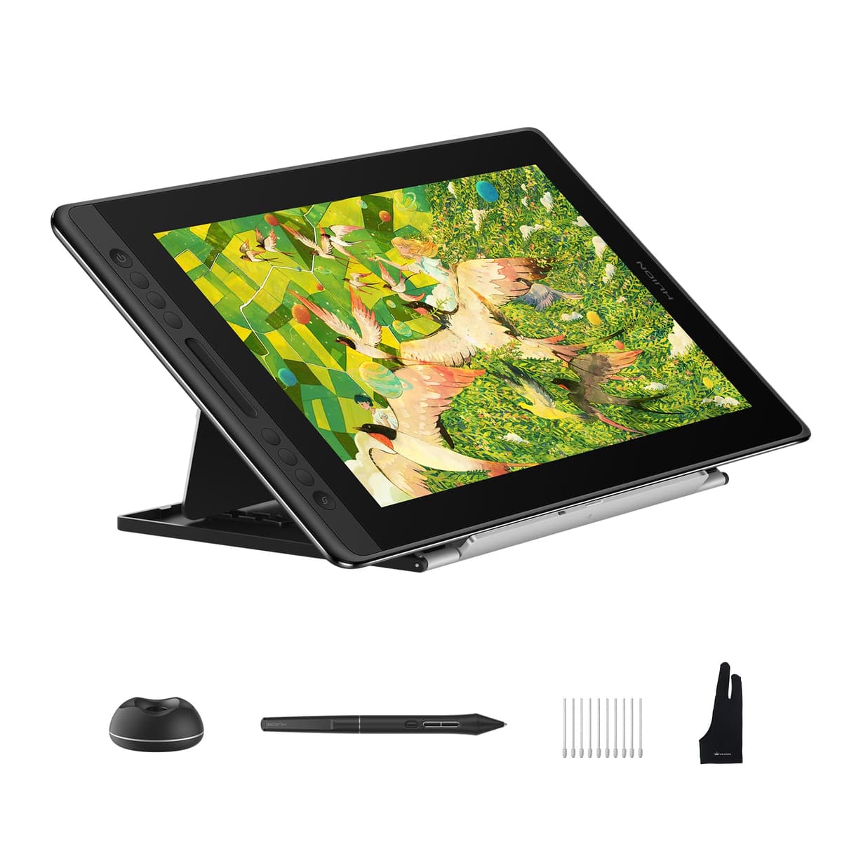 HUION Kamvas Pro 16 V2 Drawing Tablet with Screen 16384 Levels Battery-Free Pen Tilt Support 2g IAF, 15.6" Full-Laminated AG Glass, Smart Touch Bar & 6 Keys Art Tablet Work with Windows, Mac and Linux