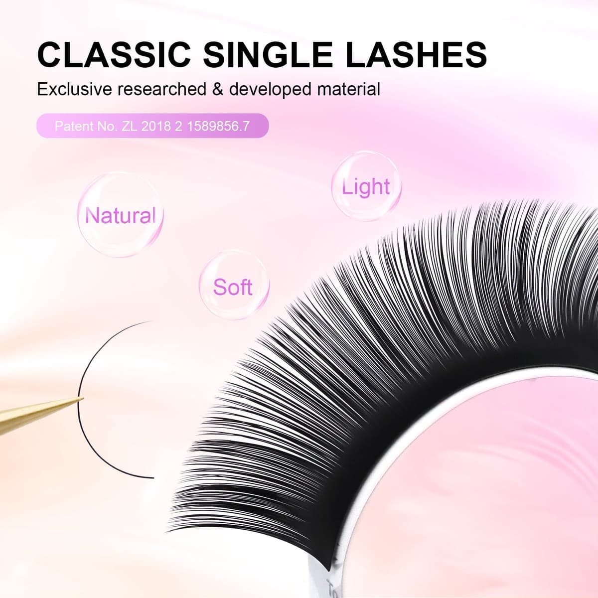 NAGARAKU Extensiones de Pestañas Individuales Clásico 1:1 Pestañas Pelo a Pelo Volumen Lashes Natural Blando Suave Wispy Singel Eyelash Extension Pestañas Postizas Negro 16 Filas(0.07mm C 7-15mm) — view 2