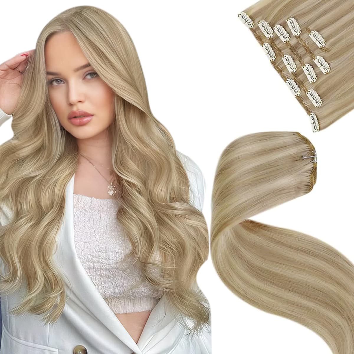 LaaVoo Hair Extensions Clip in Real Human Hair Brown Clip in Hair Extensions Dark Brown Remy Straight Hair Full Head Double Weft 80g 5pcs 14 Inch #4 — view 67