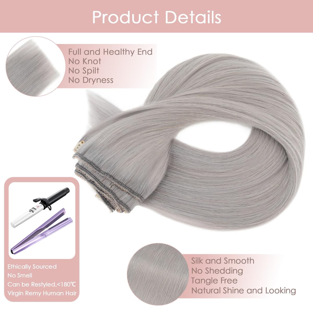 Silk-co 10inch Hair Extensions Clip in Hair Extension Human Hair #04 Medium Brown -Basic Thickness-Thin Weft- 8 Pieces Real Remy Straight Hair Extensions[50g] — view 226