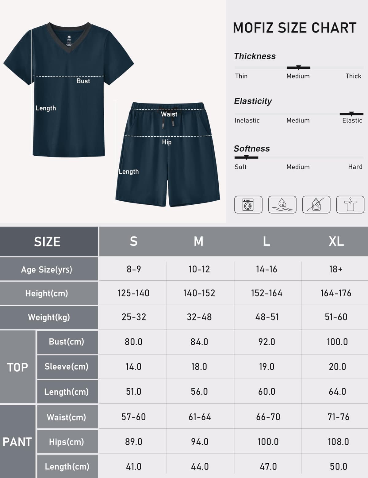 MoFiz - Pijama de niño de algodón con conjuntos de pijama corto, ropa de dormir con cuello en V, manga corta, pijama y pantalones cortos, 128 cm a 176 cm — view 7