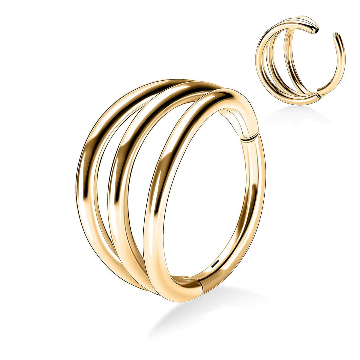 hengkaixuan Triple Double Nose Hoop Ring Sleeper Hoop Earring Helix Rook Conch Cartilage Daith Tragus Earrings Septum Ring Lobe Nose Piercing Jewellery for Women — view 29