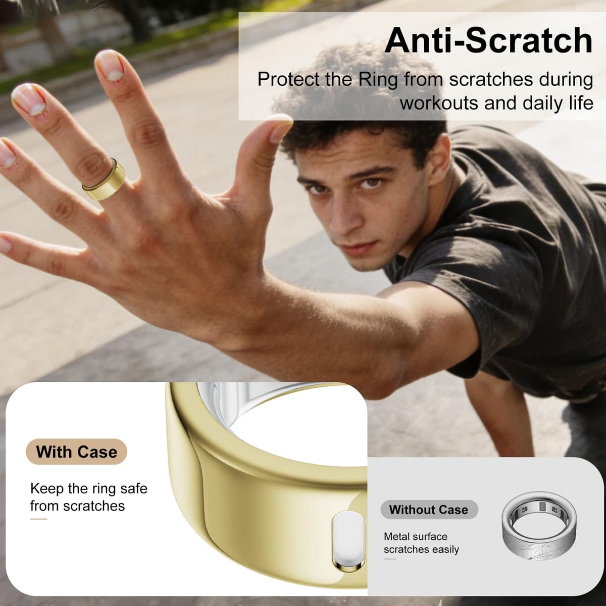 Paquete de 4 fundas compatibles con Oura Ring Gen 4/Oura Ring Gen 3 Horizon/3 Heritage, carga directa, protector de TPU antiarañazos para mujeres y hombres que entrenan gimnasio, talla 8 — view 3