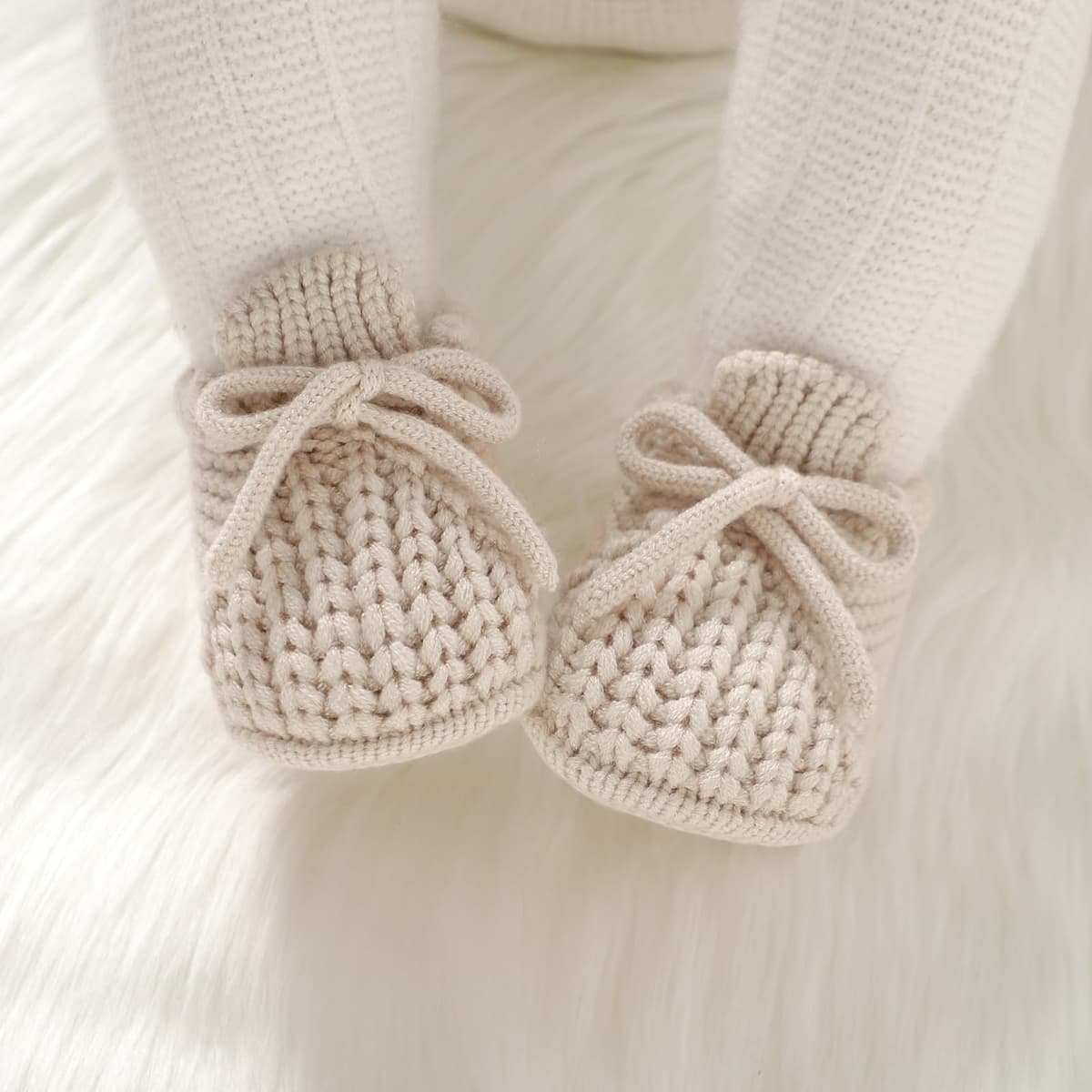 DovFanny Baby Booties Newborn Baby First Shoes Cozy Warm Knit Soft Booties for Toddler Infant Boy Girl — view 4