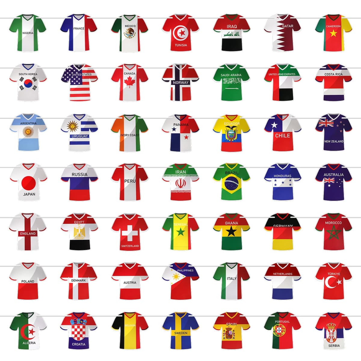 2026 World Cup Decorations,Jersey Style Bunting Flags,All Teams Soccer Shirt Garland for Football Party,Vibrant International Pennants for Fan Zone, Bar, Tailgate & Home Viewing