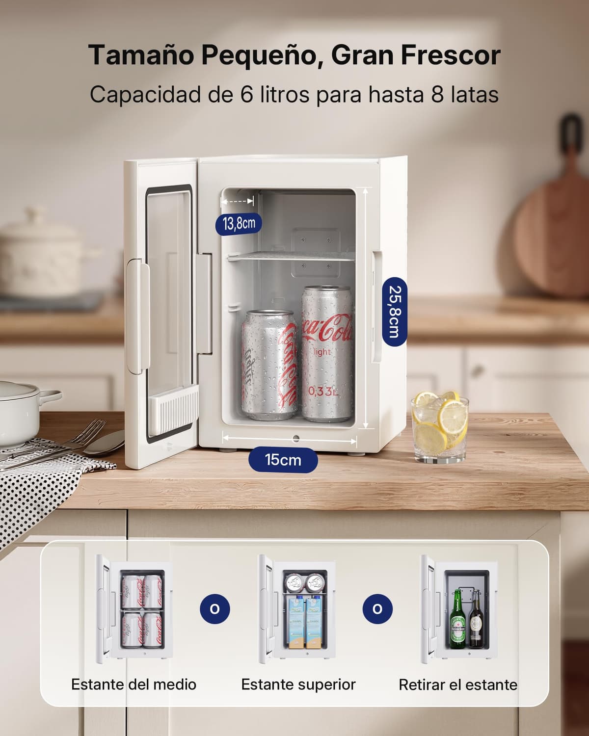 Upstreman Mini Nevera 13 litros, 12V 220V Fridge Portatil para Habitacion Oficina Coche Caravanas Camping, Función Enfriamiento y Calentamiento, para Skincare Red Bull Cosmeticos Coca Cola, TR13 — view 2