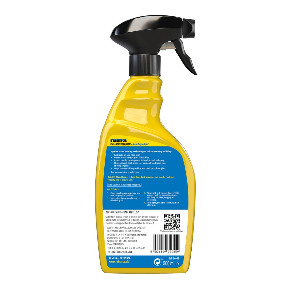 Rain-X 2-in-1 Glass Cleaner + Rain Repellent – Streak-Free Shine & Advanced Water Beading – Helps Protect Against Rain, Snow, Ice & Insects – Quick & Easy Spray Application – 500ml — view 2