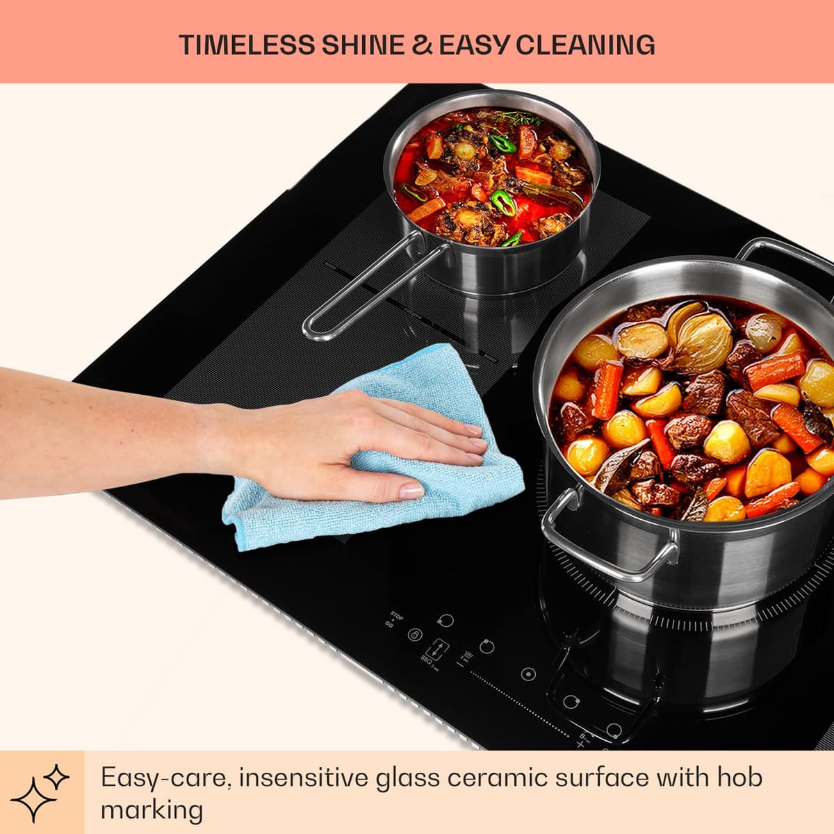 Klarstein Induction Hob, 9300W Electric Hobs Induction Cooker, 5 Ring Electric Pan Hob, Built-In Table Top Cookers w/ 5 Hobs, Touch Control, Inductions Heater Cooktops, Hot Plates for Cooking — view 8