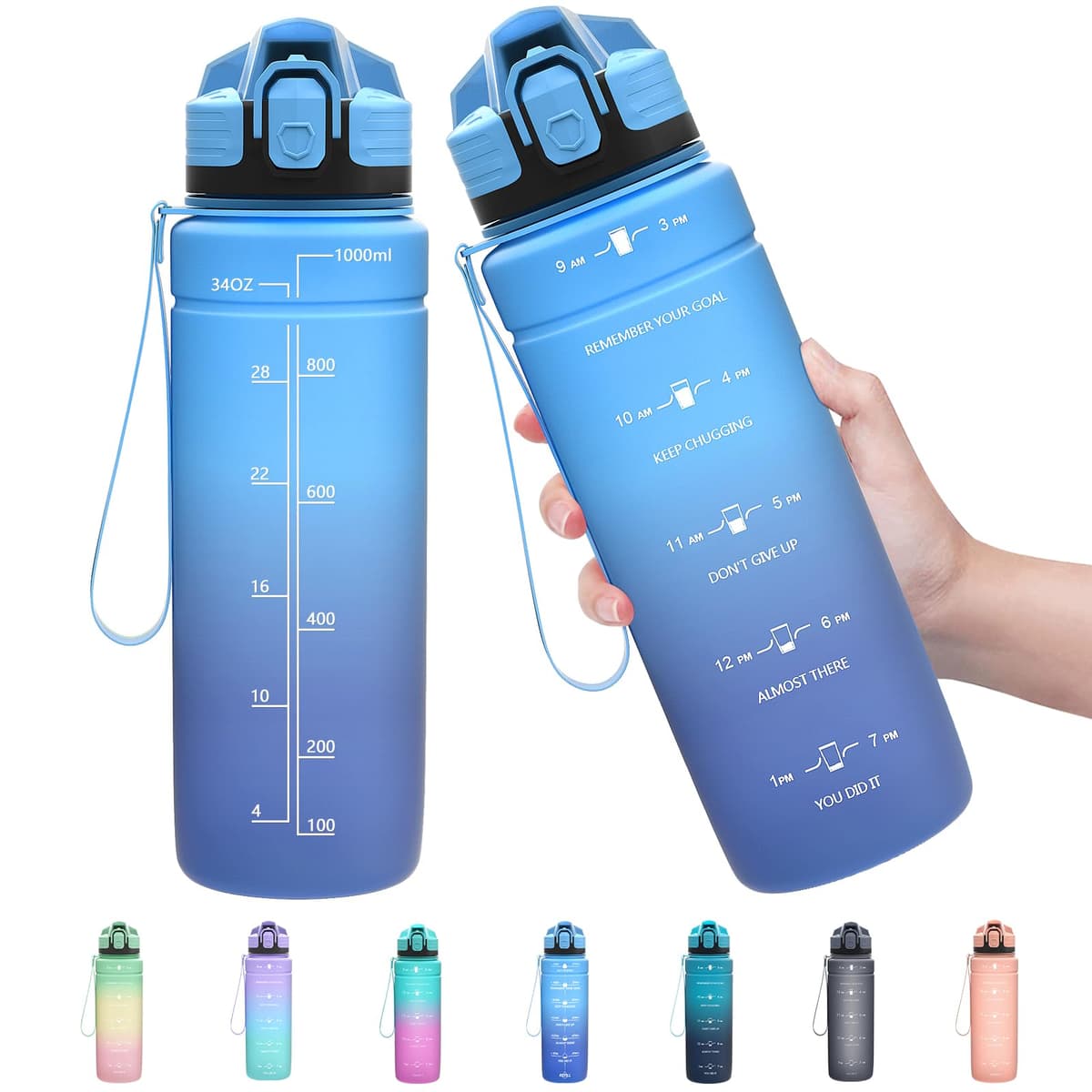 ZOUNICH Botella Agua Deporte, Botella Agua Niños sin BPA Reutilizable Plástico Tritan - 500 ml / 700 ml / 1 l, Cantimploras para Te con Filtro, para Infantil, Gimnasio, Bicicleta — view 31